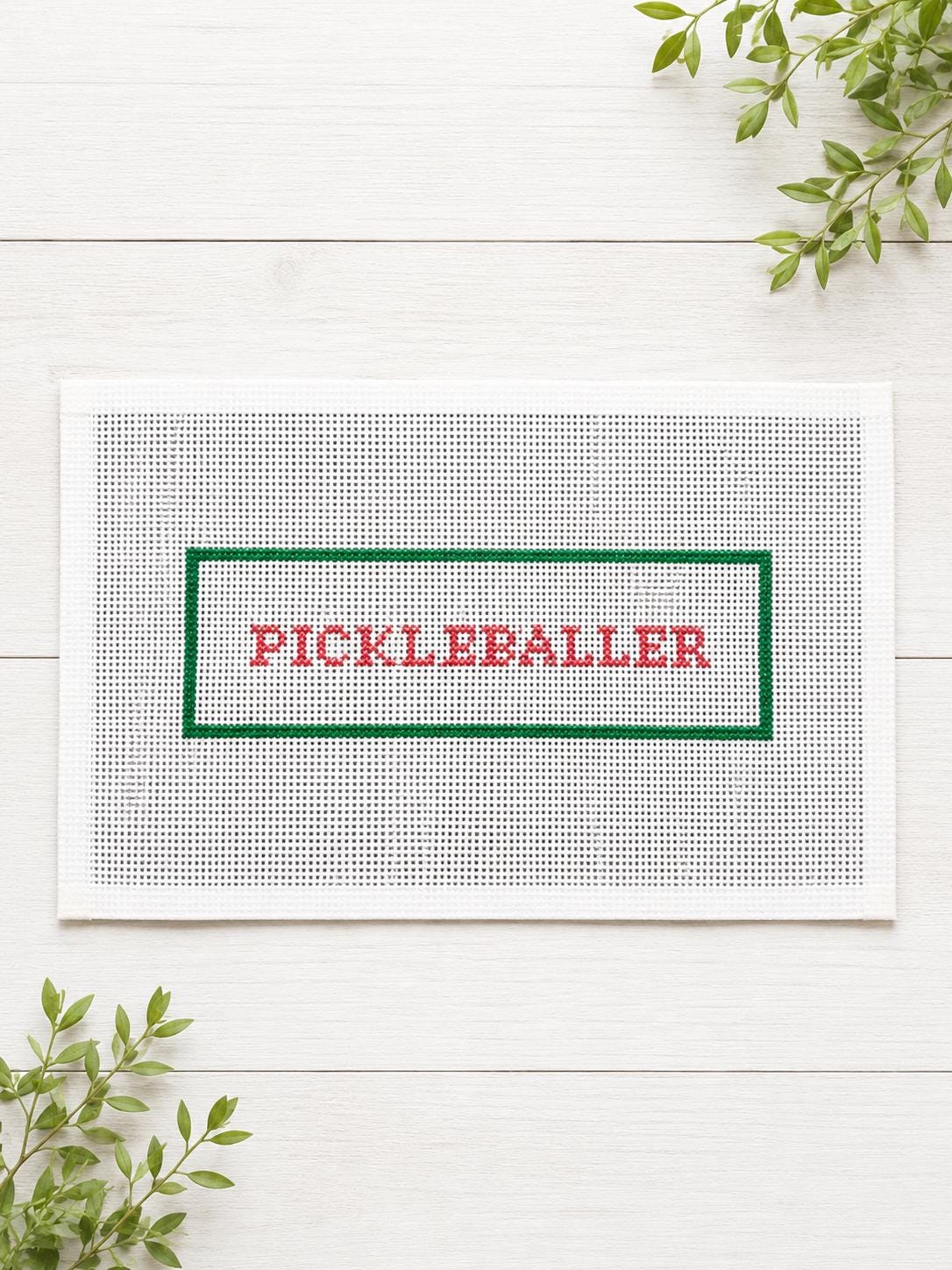 Pickleballer Needlepoint Canvas, Hand-Painted Pickleball Quote Design, Custom Color Sports Gift