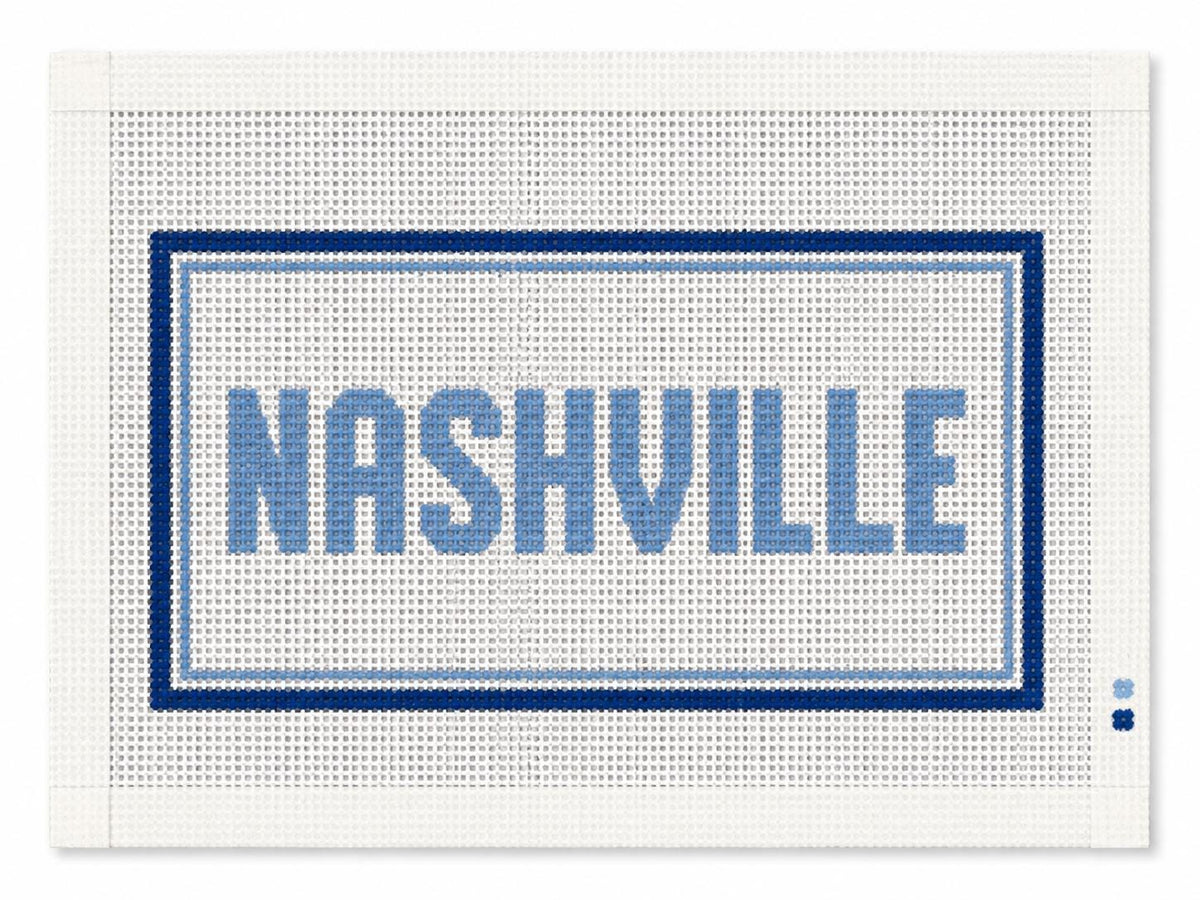 Nashville Needlepoint Canvas, Hand-Painted Tennessee Travel Design, Custom Color City Sign