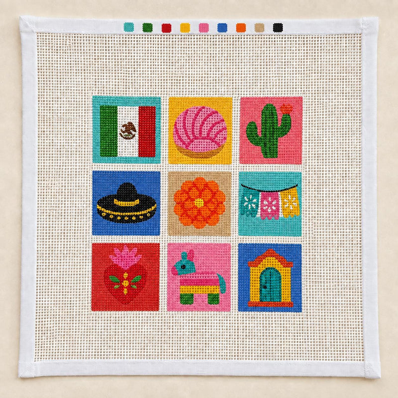 Mexico Needlepoint Canvas, Beginner-Friendly 13 Mesh Country Mosaic, Mexican Travel Design