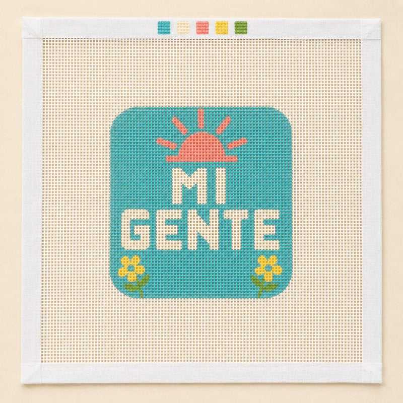 Mi Gente Needlepoint Canvas, 13 Mesh Spanish Saying, Latino Hispanic Handbag Charm Ornament