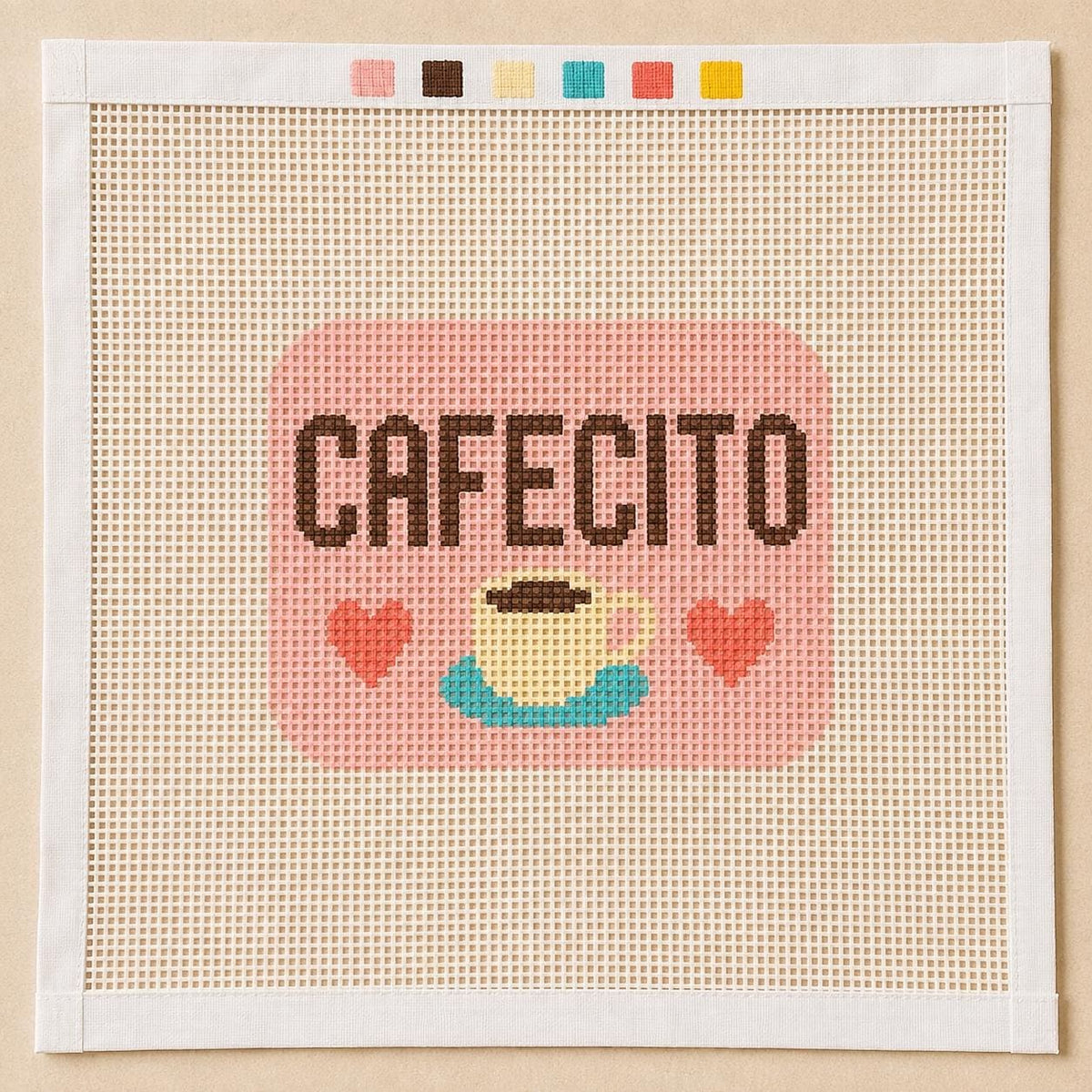 Cafecito Needlepoint Canvas, Spanish Saying 13 Mesh, Latino Hispanic Handbag Charm Ornament