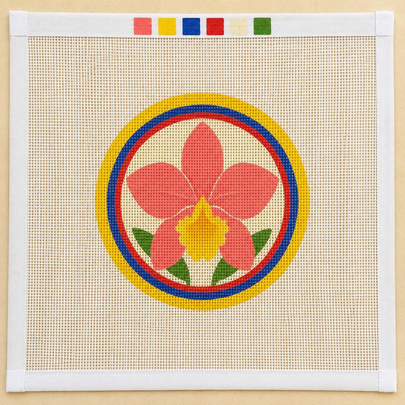 Colombia Floral Needlepoint Canvas, Colombian Inspired 13 Mesh, Handbag Charm Ornament