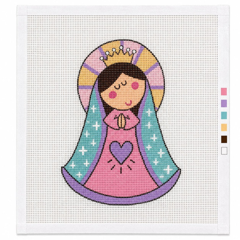 Virgin Mary Mini Needlepoint Bag Charm Canvas,13 Mesh, Religious, Easy, Catholic Gift