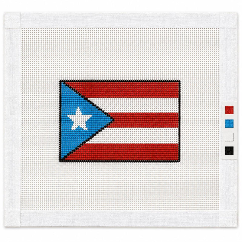 Puerto Rico Needlepoint Bag Charm, PR Flag 13 Mesh Canvas, Puerto Rican Gift, Mini