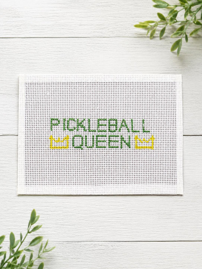 Pickleball Queen Needlepoint Canvas, Hand-Painted Pickleball Gift, Crown Design, Custom Colors