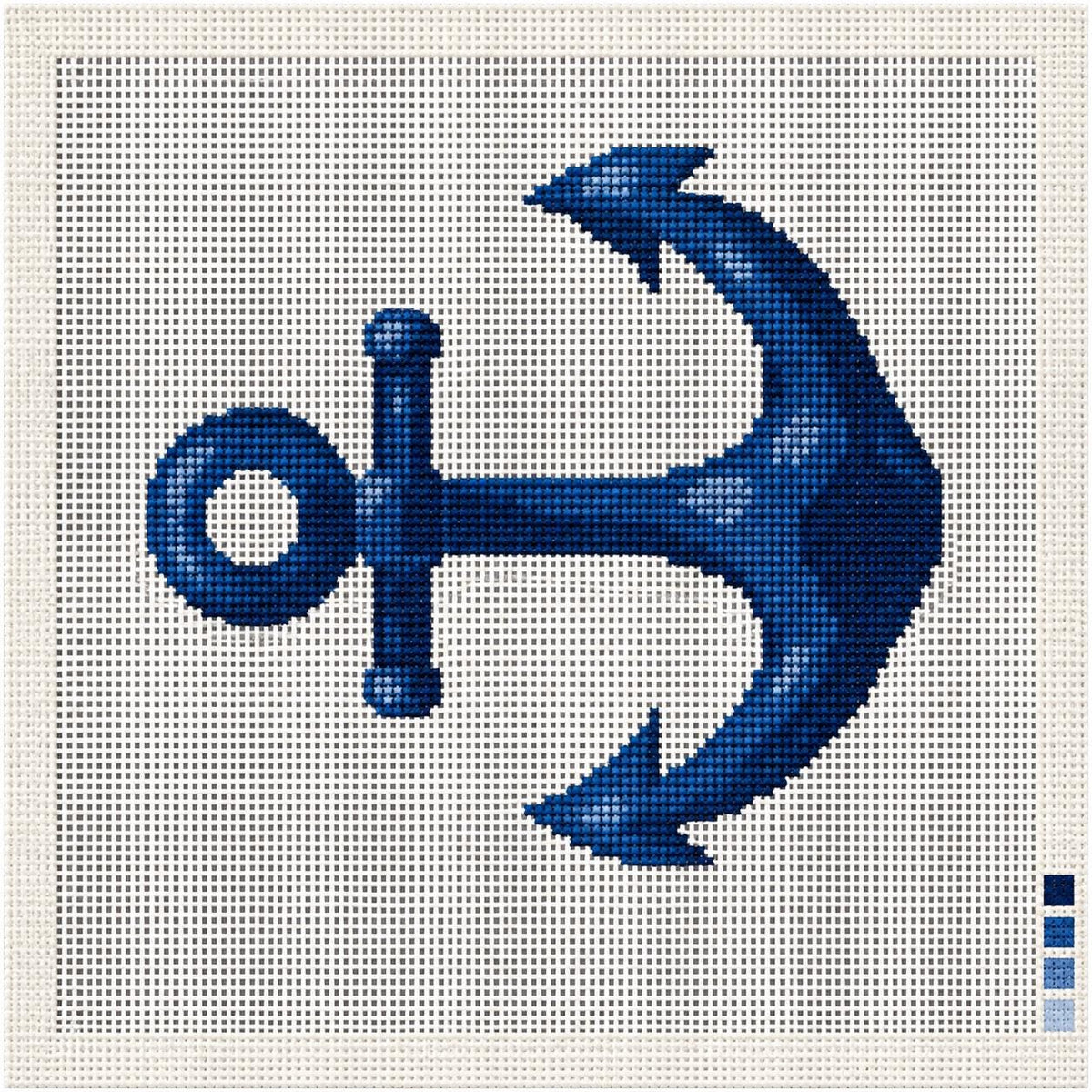 Nautical Anchor Needlepoint Canvas, Navy 18 Mesh Design, Luggage Tag Bag Charm Ornament Project