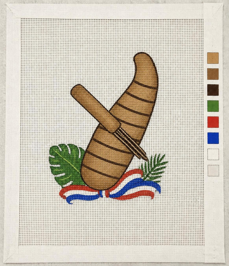 Puerto Rico Güiro Needlepoint Canvas, 13 Mesh Cultural Music Design