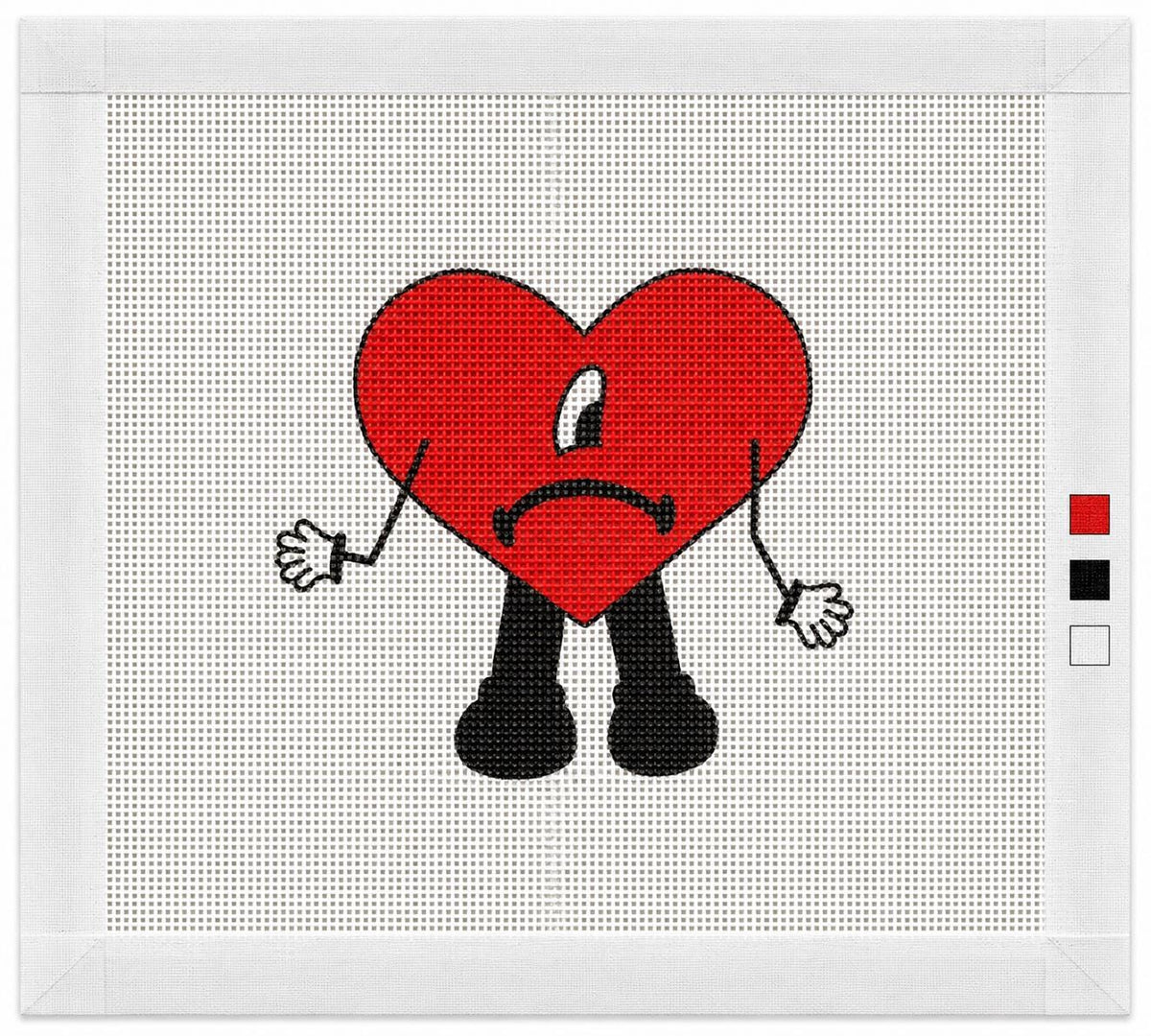 Sad Heart Needlepoint Bag Charm, Puerto Rico 13 Mesh Canvas, Boricua Gift, Reggaeton Inspired,  Latin Music Gift
