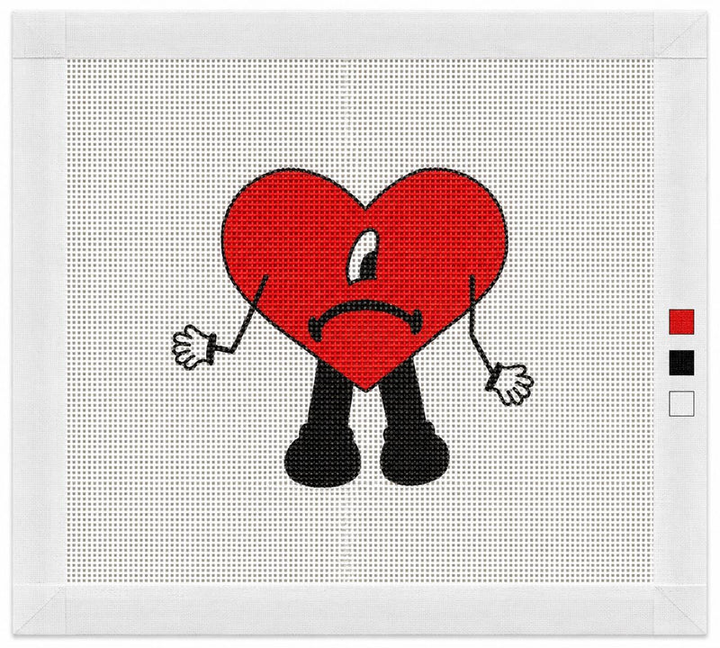 Sad Heart Needlepoint Bag Charm, Puerto Rico 13 Mesh Canvas, Boricua Gift, Reggaeton Inspired,  Latin Music Gift