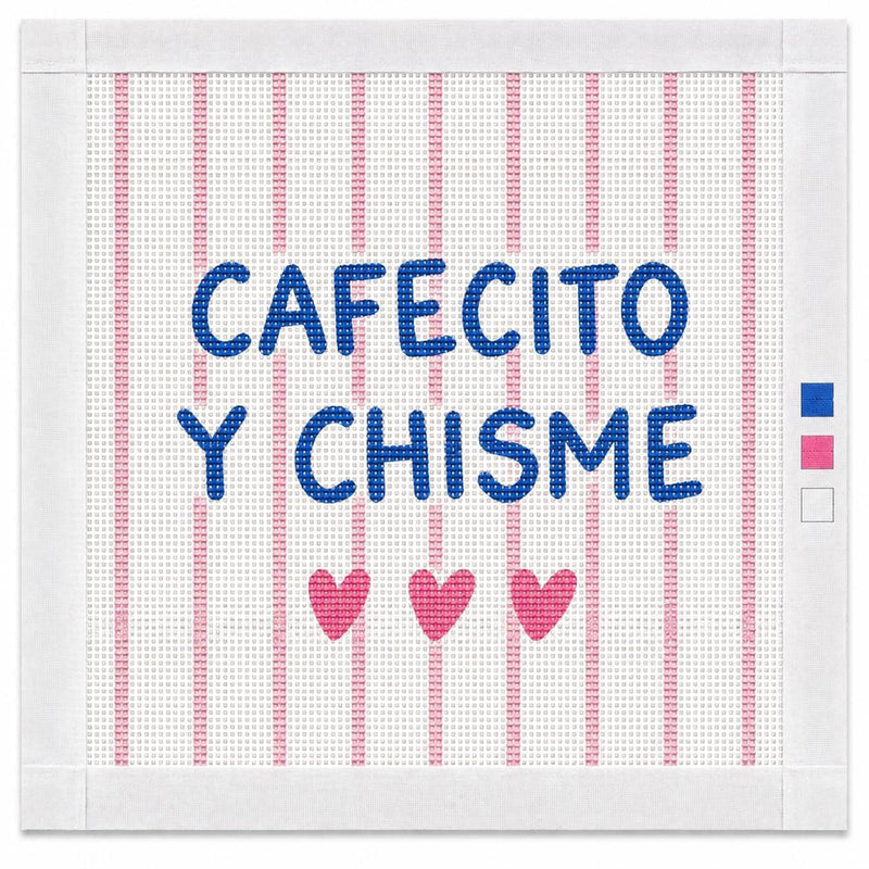 Cafecito y Chisme Needlepoint Canvas, Beginner 13 Mesh, Latina, Hispanic Gift, Coffee Lover