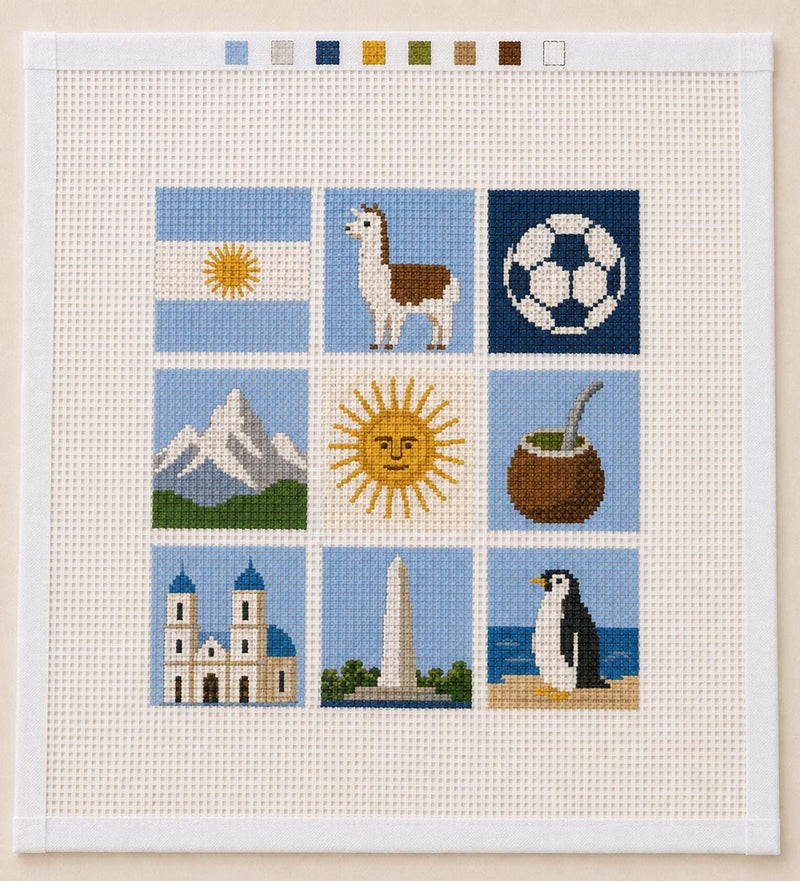Argentina Needlepoint Canvas 13 Mesh -  Buenos Aires Patagonia Mate Fútbol Gift Latino Hispanic