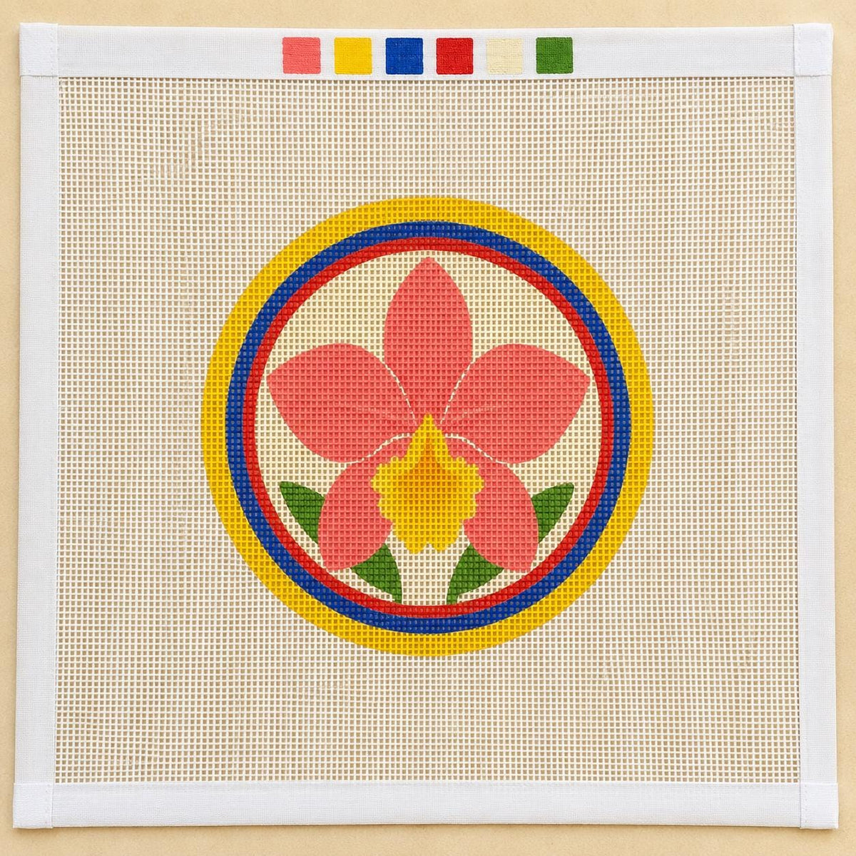 Colombia Floral Needlepoint Canvas, Colombian Inspired 13 Mesh, Handbag Charm Ornament