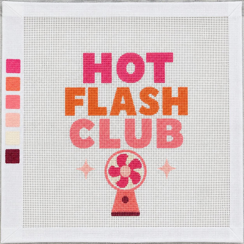 Hot Flash Club Needlepoint Canvas - Funny Menopause Gift - Perimenopause Humor - Beginner Needlepoint for Women