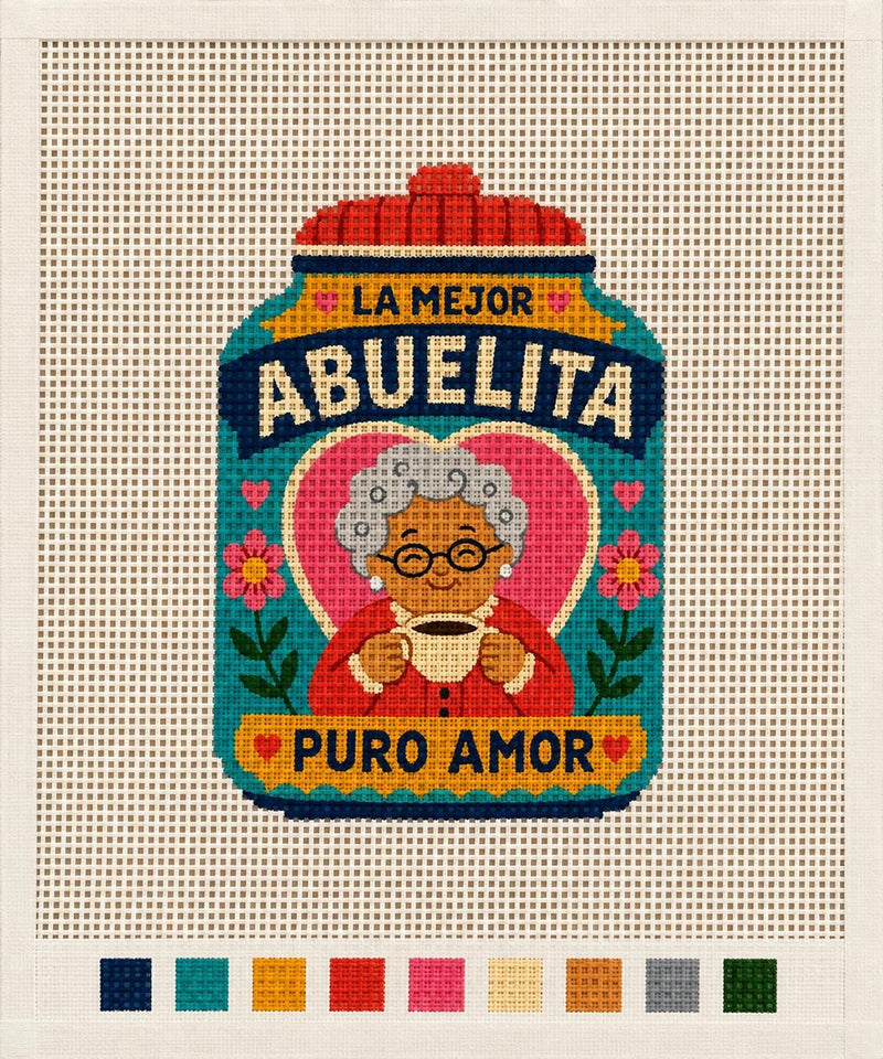Abuelita Needlepoint Canvas – Hand-Painted 13 Mesh Spanish Grandma Gift, La Mejor Abuelita Puro Amor